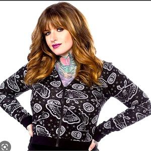 Sourpuss Deathmoth Hoodie Super Cute sz S Cropped